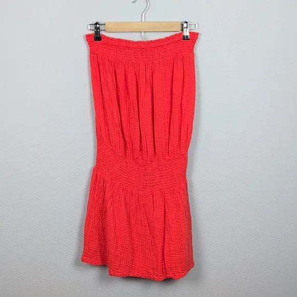 red strapless fit and flare dress Red Strapless Tight Long Dress With Gathering At The Sides main image 1